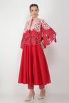 Buy_Jajaabor_Pink Silk Chanderi Embroidery Sequin Round Cape And Anarkali Set _at_Aza_Fashions