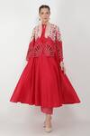 Buy_Jajaabor_Pink Silk Chanderi Embroidery Sequin Round Cape And Anarkali Set _Online_at_Aza_Fashions