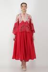 Shop_Jajaabor_Pink Silk Chanderi Embroidery Sequin Round Cape And Anarkali Set _Online_at_Aza_Fashions