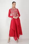 Buy_Jajaabor_Pink Silk Chanderi Cowl Kurta And Pant Set_at_Aza_Fashions