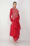 Jajaabor_Pink Silk Chanderi Cowl Kurta And Pant Set_Online_at_Aza_Fashions