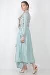 Jajaabor_Blue Silk Chanderi Cowl Kurta And Pant Set_Online_at_Aza_Fashions