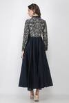 Shop_Jajaabor_Blue Silk Chanderi Jacket Anarkali And Pant Set_at_Aza_Fashions