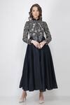 Buy_Jajaabor_Blue Silk Chanderi Jacket Anarkali And Pant Set_Online_at_Aza_Fashions