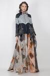 Shop_Jajaabor_Multi Color Silk Organza Printed Skirt_Online_at_Aza_Fashions