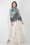 Buy_Jajaabor_White Silk Chanderi Skirt_at_Aza_Fashions