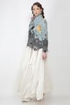 Jajaabor_White Silk Chanderi Plain Draped Skirt _Online_at_Aza_Fashions
