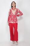 Shop_Jajaabor_Pink Silk Organza Jacket And Jumpsuit Set_Online_at_Aza_Fashions