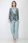 Shop_Jajaabor_Blue Silk Organza Jacket And Jumpsuit Set_Online_at_Aza_Fashions