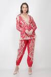 Shop_Jajaabor_Pink Silk Organza Jacket And Joggers Set_Online_at_Aza_Fashions