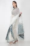 Jajaabor_White Organza And Chanderi Print & Pre-pleated Saree With Crop Top _Online_at_Aza_Fashions