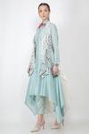 Buy_Jajaabor_Blue Silk Organza Asymmetric Jacket And Kurta Set_Online_at_Aza_Fashions
