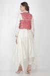 Shop_Jajaabor_White Silk Chanderi Cutwork Embroidered Gilet And Kurta Set_at_Aza_Fashions