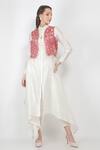 Buy_Jajaabor_White Silk Chanderi Cutwork Embroidered Gilet And Kurta Set_Online_at_Aza_Fashions