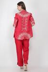 Shop_Jajaabor_Pink Chanderi And Organza Collared Neck Jacket With Jumpsuit_at_Aza_Fashions