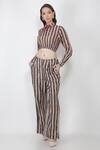 Buy_Jajaabor_Blue Silk Chanderi Striped Crop Top And Pant Set_Online_at_Aza_Fashions