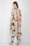 Shop_Jajaabor_Multi Color Silk Chanderi Fort Print Collared Neck Kurta And Pant Set_at_Aza_Fashions