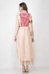 Shop_Jajaabor_Pink Silk Chanderi Angarkha Kurta And Pant Set_at_Aza_Fashions