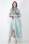 Buy_Jajaabor_Blue Silk Chanderi Angarkha Kurta And Pant Set_Online_at_Aza_Fashions