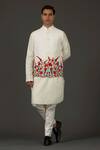 Buy_Rohit Bal_White Linen Embroidered Floral Bundi  _at_Aza_Fashions