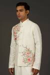 Rohit Bal_White Linen Embroidered Bundi_Online_at_Aza_Fashions