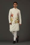 Buy_Rohit Bal_White Linen Printed Floral Bundi  _at_Aza_Fashions