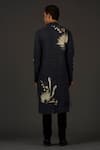 Shop_Rohit Bal_Black Linen Printed Floral Kurta Set  _at_Aza_Fashions