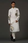 Buy_Rohit Bal_White Linen Printed Floral Kurta Set  _at_Aza_Fashions