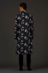 Shop_Rohit Bal_Black Linen Printed Floral Kurta Set  _at_Aza_Fashions