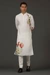 Buy_Rohit Bal_White Linen Printed Floral Kurta Set  _at_Aza_Fashions