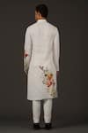 Shop_Rohit Bal_White Linen Printed Floral Kurta Set  _at_Aza_Fashions