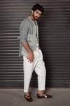 Buy_Jatin Malik_Grey Cotton Linen Overshirt And Pant Set _at_Aza_Fashions