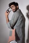 Shop_Jatin Malik_Grey Cotton Linen Overshirt _at_Aza_Fashions