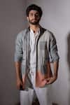 Buy_Jatin Malik_Grey Cotton Linen Overshirt _at_Aza_Fashions