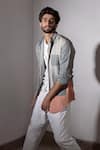 Buy_Jatin Malik_Grey Cotton Linen Overshirt _Online_at_Aza_Fashions