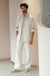 Buy_Jatin Malik_White Cotton Linen Overshirt And Pant Set _at_Aza_Fashions