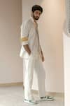 Jatin Malik_White Cotton Linen Overshirt And Pant Set _Online_at_Aza_Fashions