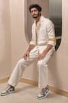 Buy_Jatin Malik_White Cotton Linen Overshirt And Pant Set _Online_at_Aza_Fashions