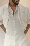 Jatin Malik_White Cotton Linen Overshirt And Pant Set _at_Aza_Fashions