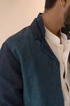 Jatin Malik_Blue Cotton Linen Overshirt And Pant Set _Online_at_Aza_Fashions