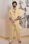 Buy_Jatin Malik_Yellow Cotton Linen Overshirt And Pant Set _at_Aza_Fashions
