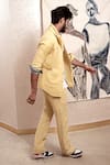 Jatin Malik_Yellow Cotton Linen Overshirt And Pant Set _Online_at_Aza_Fashions