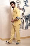 Buy_Jatin Malik_Yellow Cotton Linen Overshirt And Pant Set _Online_at_Aza_Fashions