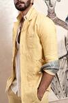 Shop_Jatin Malik_Yellow Cotton Linen Overshirt And Pant Set _Online_at_Aza_Fashions