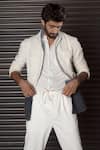 Shop_Jatin Malik_White Cotton Linen Plain Ombre Overshirt And Pant Set _Online_at_Aza_Fashions