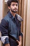 Jatin Malik_Blue Cotton Linen Overshirt And Pant Set _Online_at_Aza_Fashions