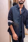 Buy_Jatin Malik_Blue Cotton Linen Overshirt And Pant Set _Online_at_Aza_Fashions