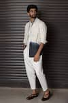 Buy_Jatin Malik_White Cotton Linen Plain Ombre Overshirt _at_Aza_Fashions