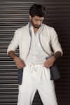 Jatin Malik_White Cotton Linen Plain Ombre Overshirt _Online_at_Aza_Fashions