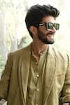 Buy_Jatin Malik_Green Cotton Linen Overcoat _Online_at_Aza_Fashions